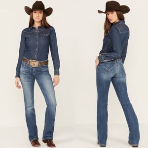 Ariat‎ Womens Malaysia Perfect Rise Annie Bootcut Jean 27 Dark Stretch Western